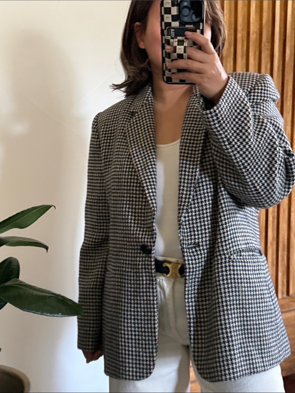 Vintage Appleseed Petite Houndstooth Blazer 100% wool Lined. 10P